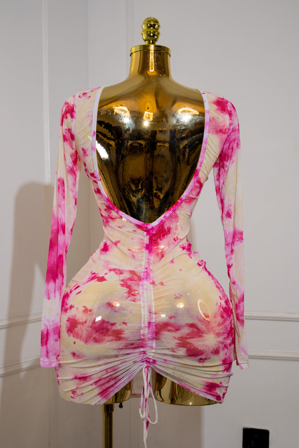Tie-Dye Ruched Bodycon Dress
