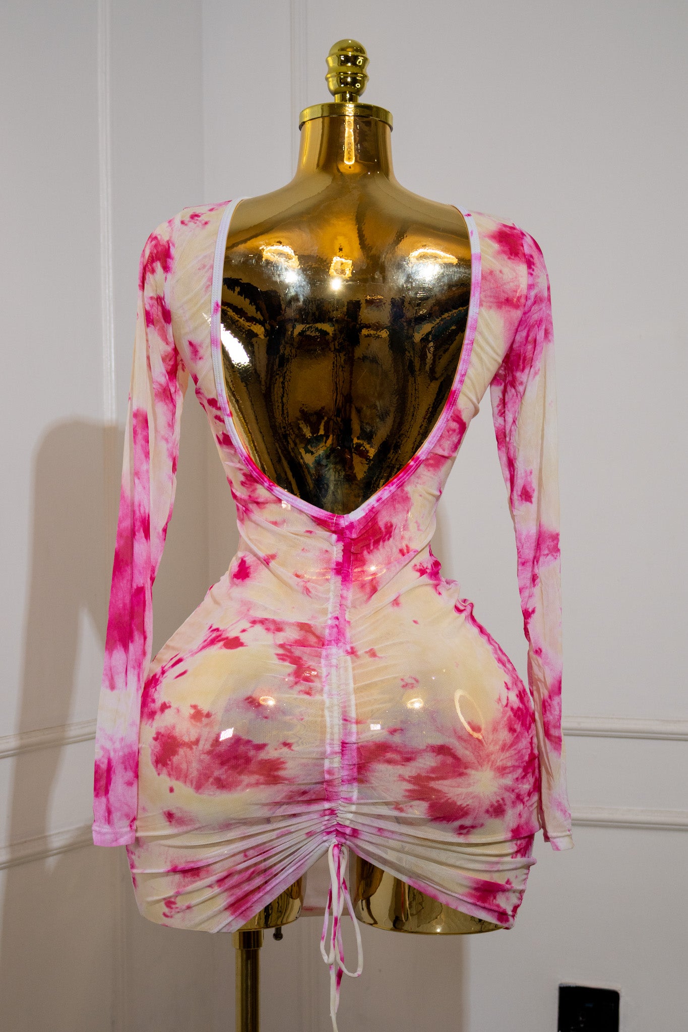 Tie-Dye Ruched Bodycon Dress