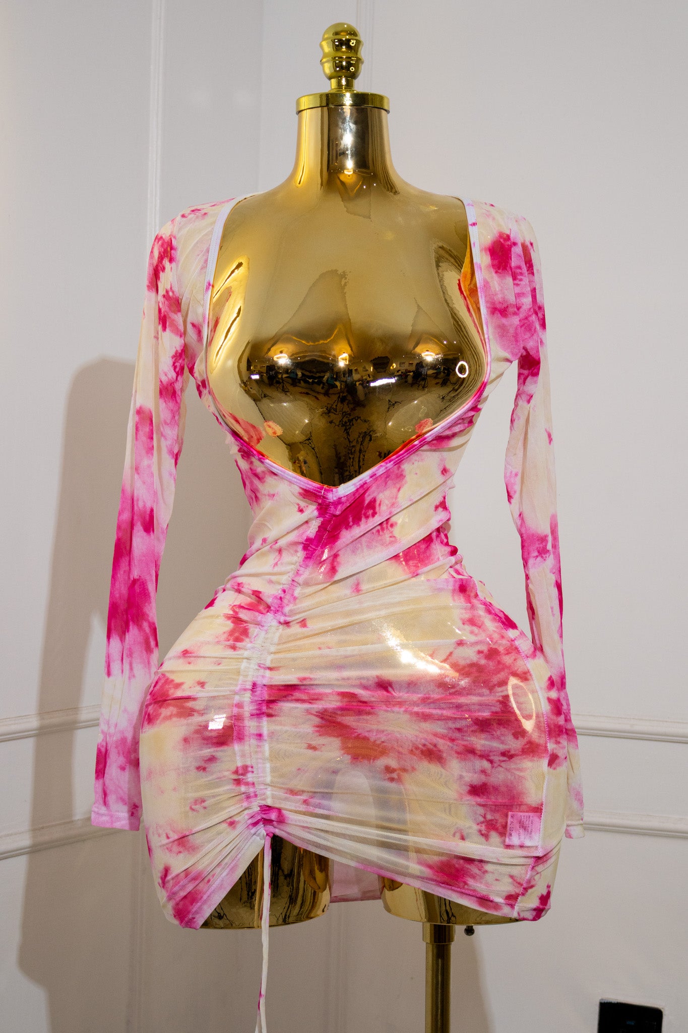 Tie-Dye Ruched Bodycon Dress