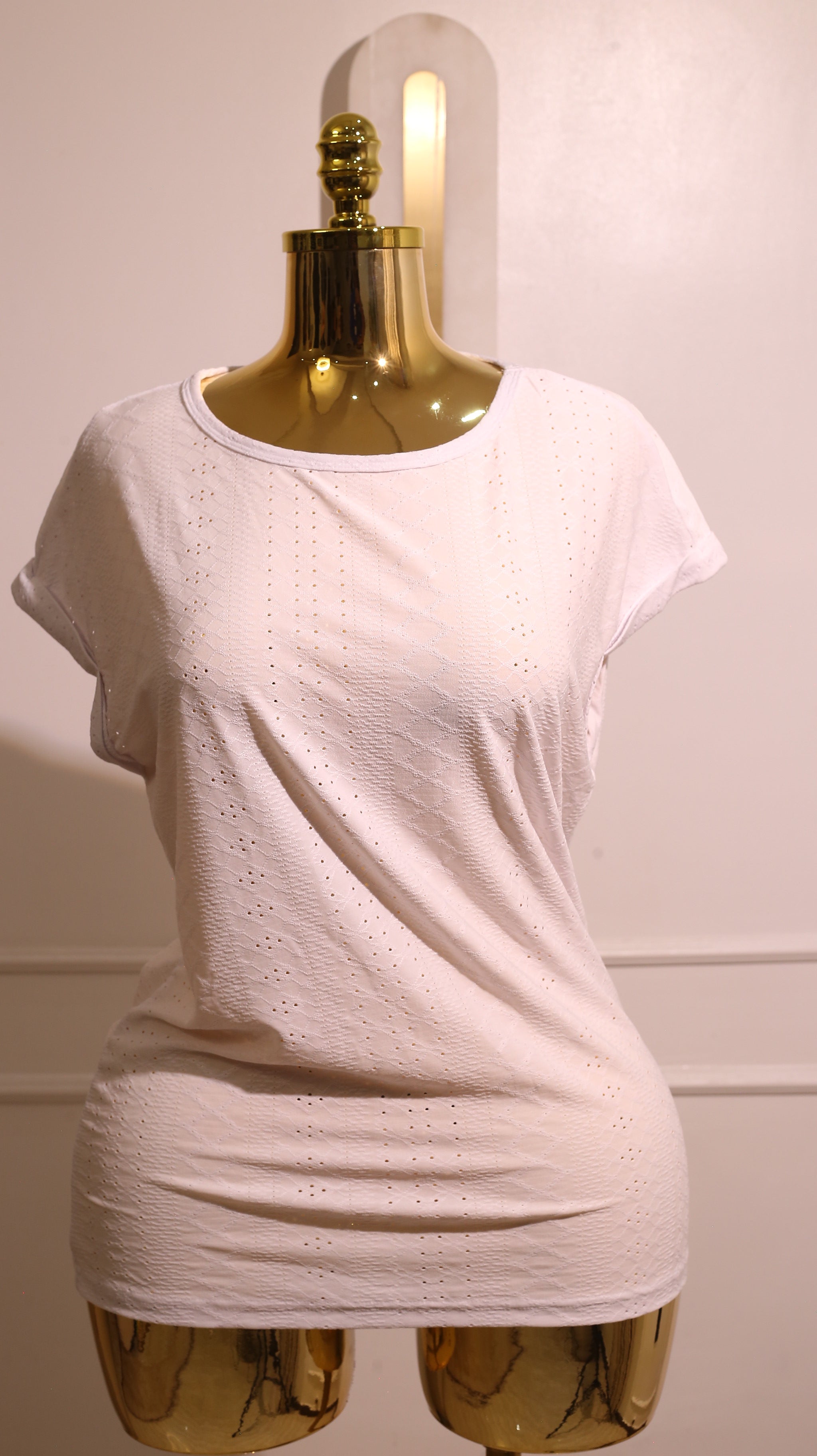 White Perforated Sleeveless Athletic Top
