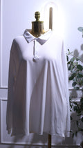 White Long-Sleeve Polo Top