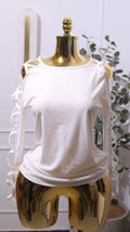 White Long-sleeve Top With Side And Shoulder String Details