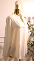White Long-Sleeved V-Neck Blouse