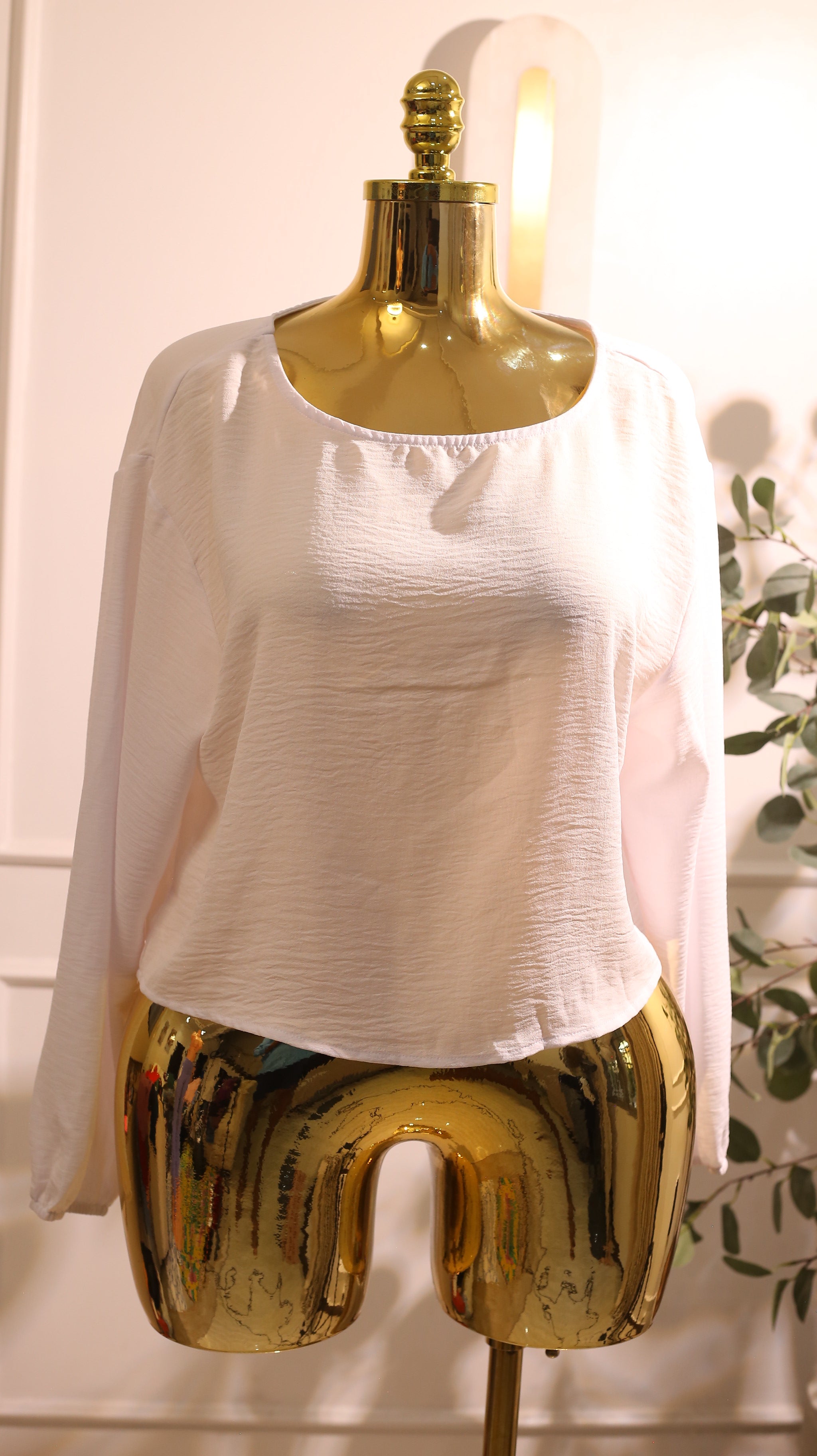 White Long-Sleeve Women'S Top