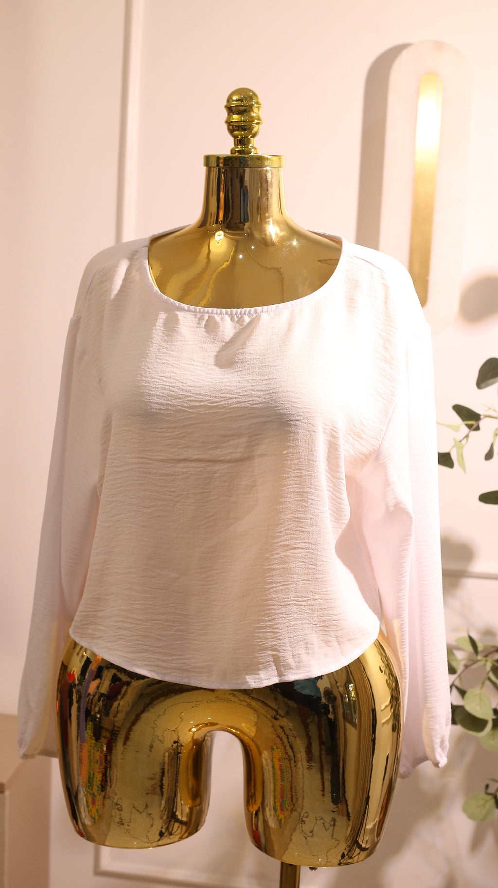 White Long-Sleeve Women'S Top