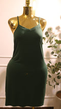 Dark Green Spaghetti Strap Mini Dress Or Slip Dress