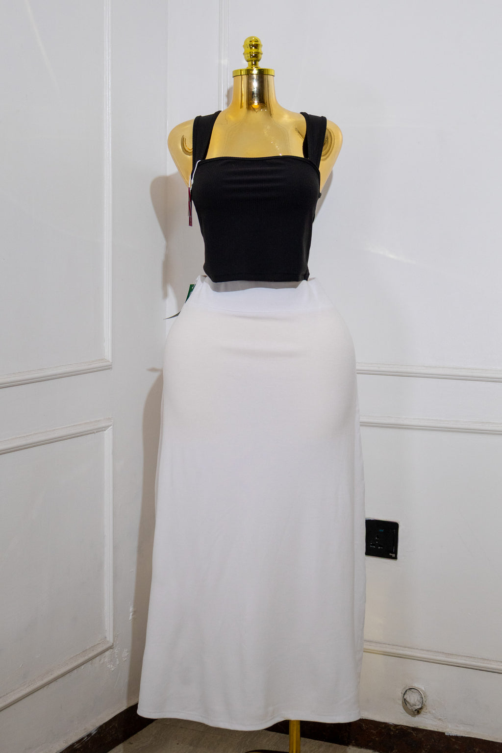 White Midi Slip Skirt