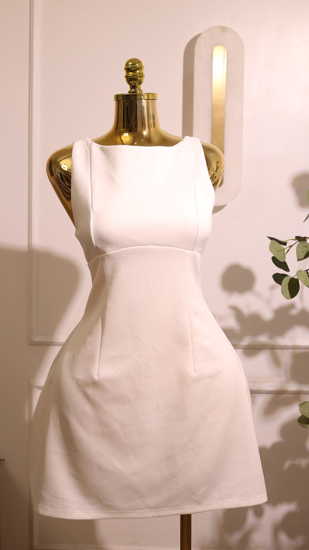 White Open-Back Sleeveless Mini Dress