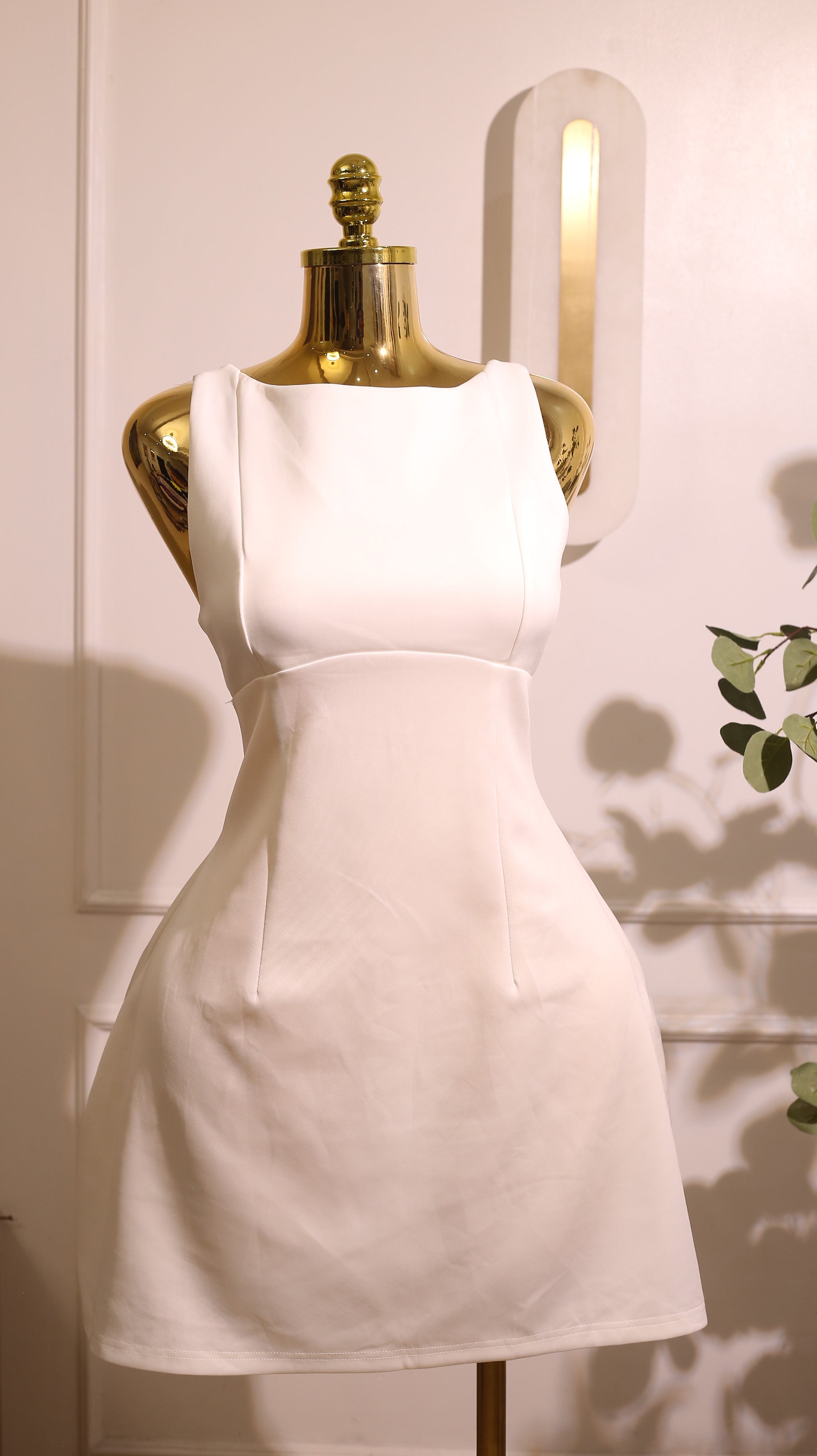 White Open-Back Sleeveless Mini Dress