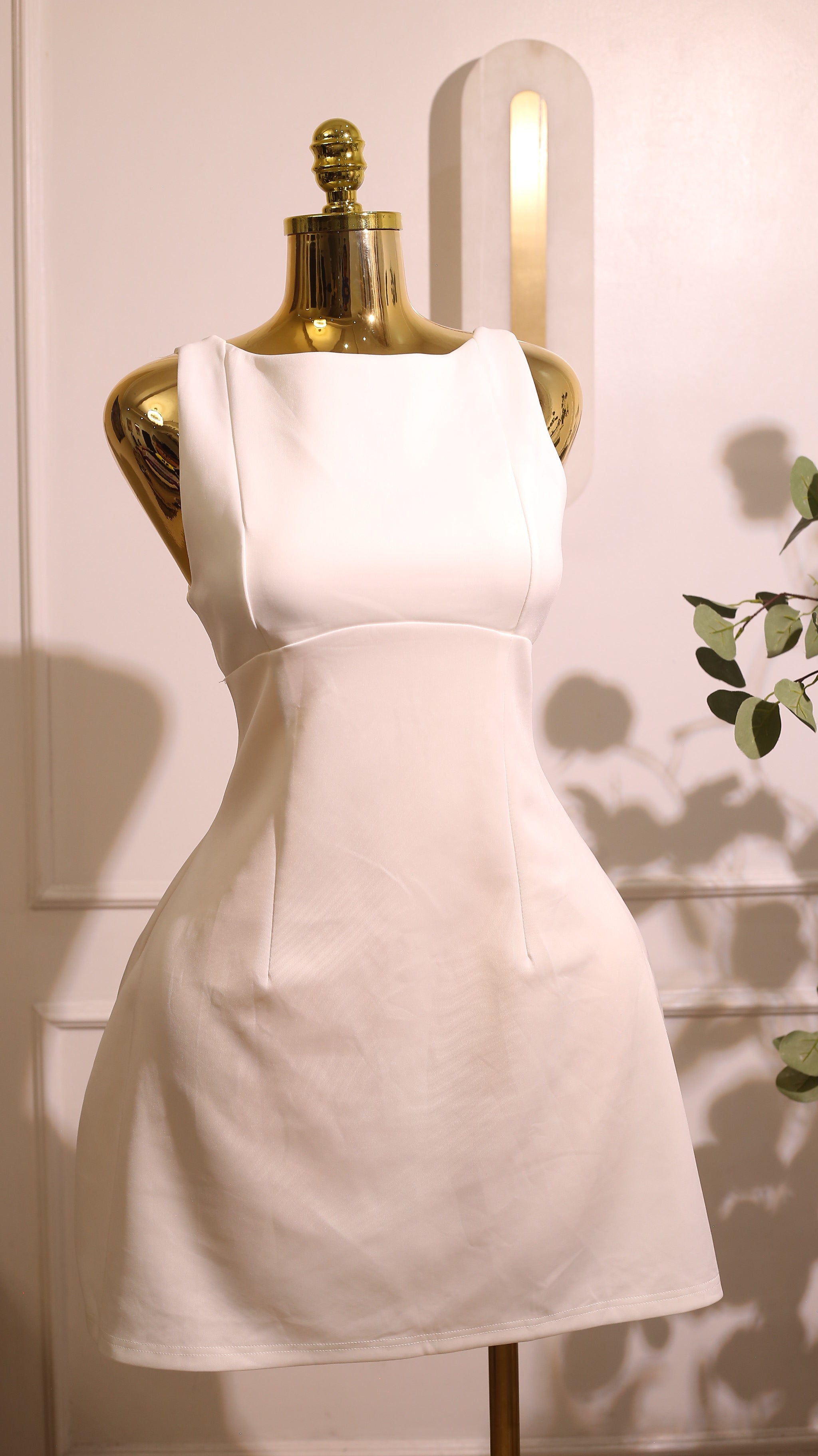 White Open-Back Sleeveless Mini Dress
