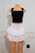 White Ruffle Smocked Mini Skirt
