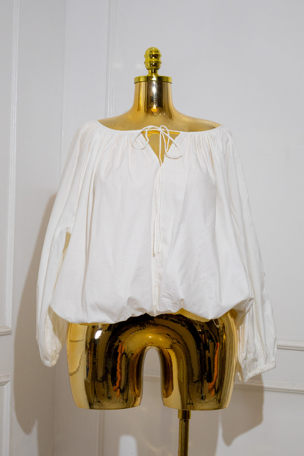 White Ruffled Long-Sleeve Top