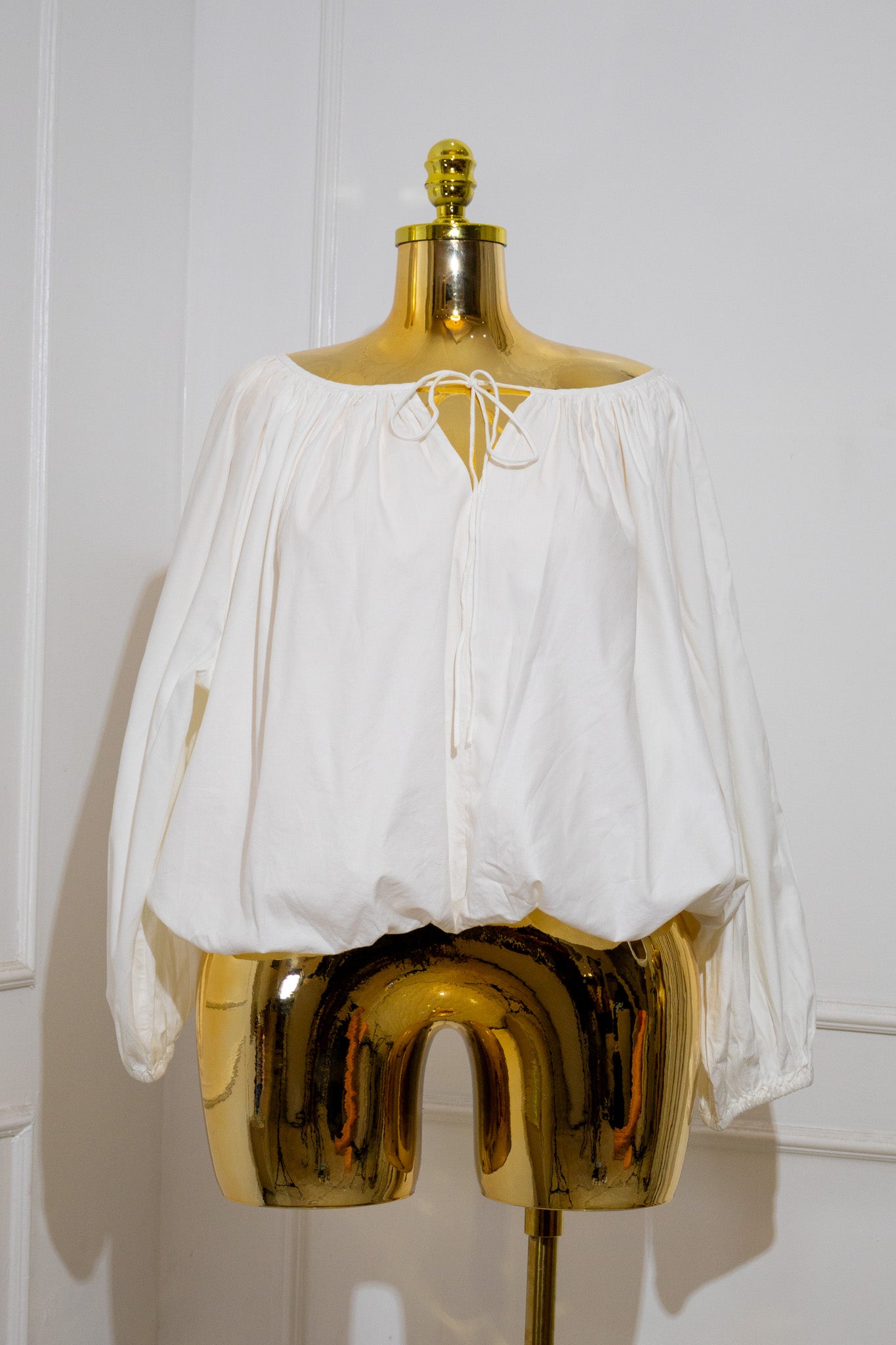 White Ruffled Long-Sleeve Top