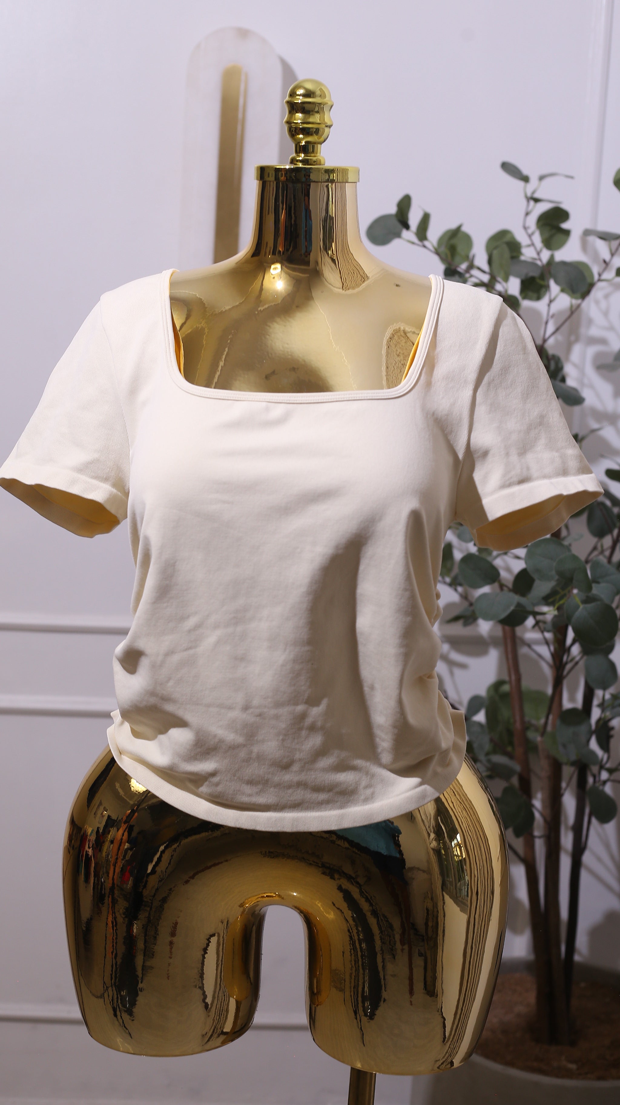 OFF-White Square Neck Short-sleeve Top