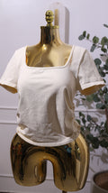 White Square Neck Short-sleeve Top