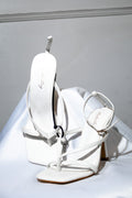 White Square-Toe Thong Heels