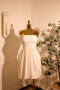 White Strapless Smocked Mini-Dress