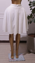 White Stretch Flared Mini Skirt