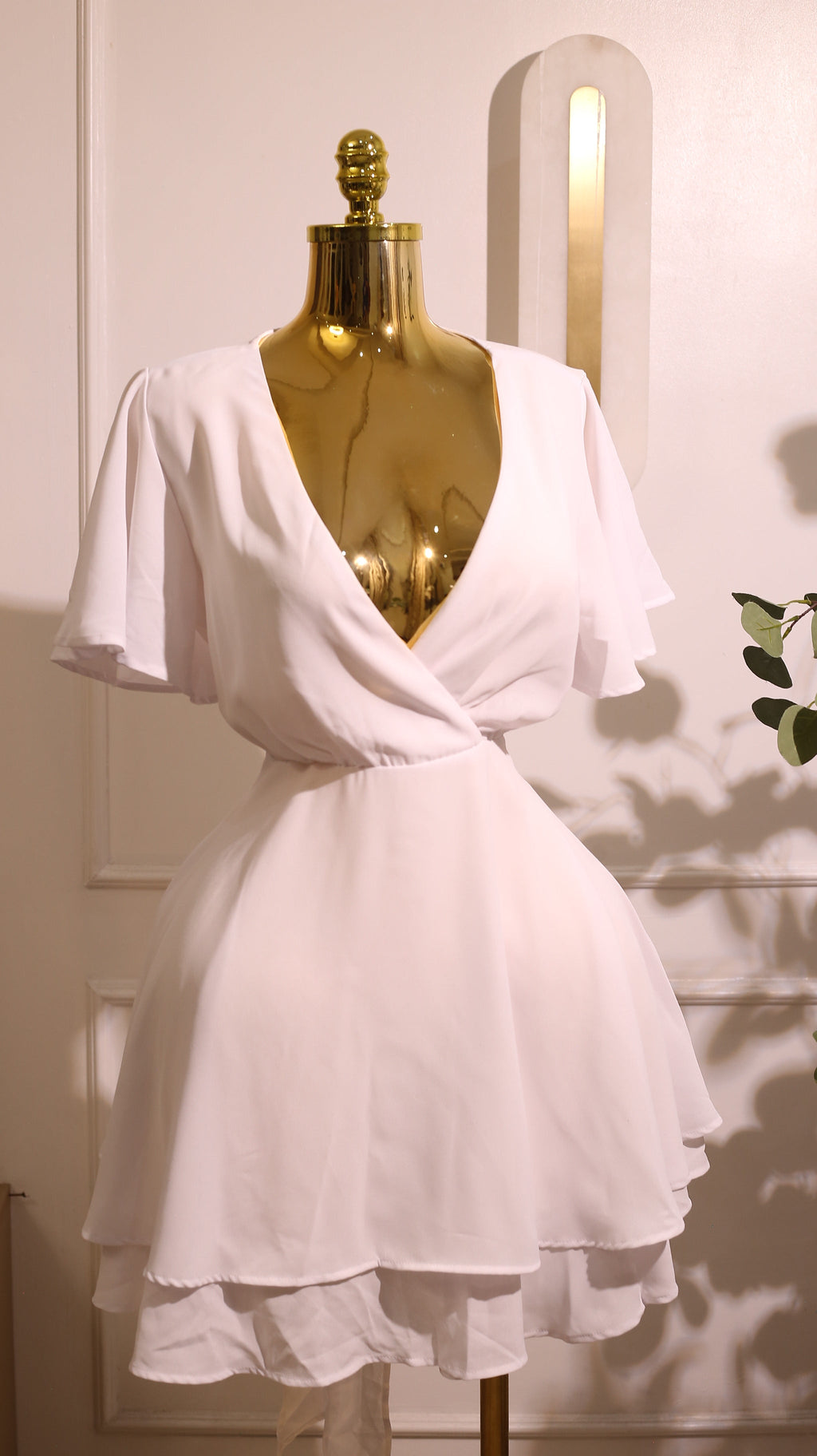 White Ruffle Mini Swing Dress