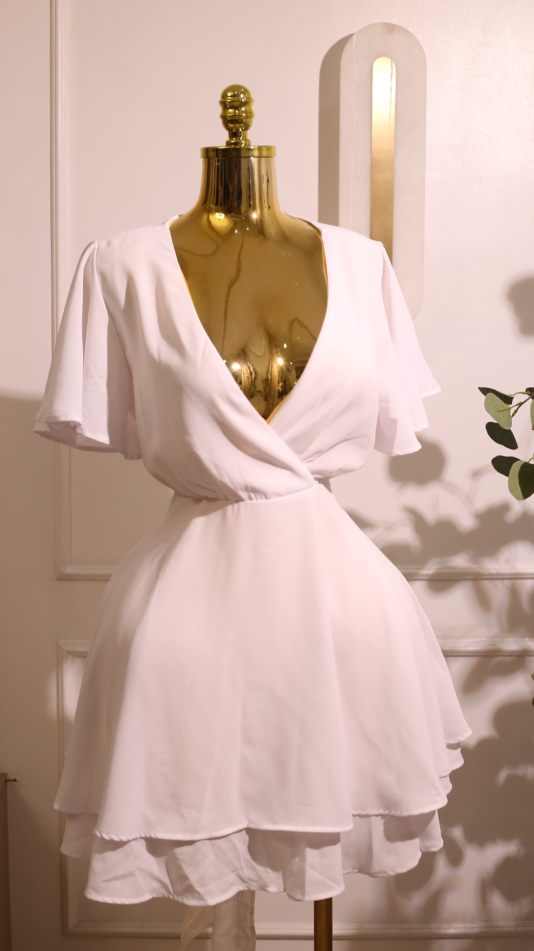 White Ruffle Mini Swing Dress