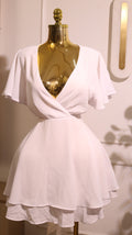 White Ruffle Mini Swing Dress