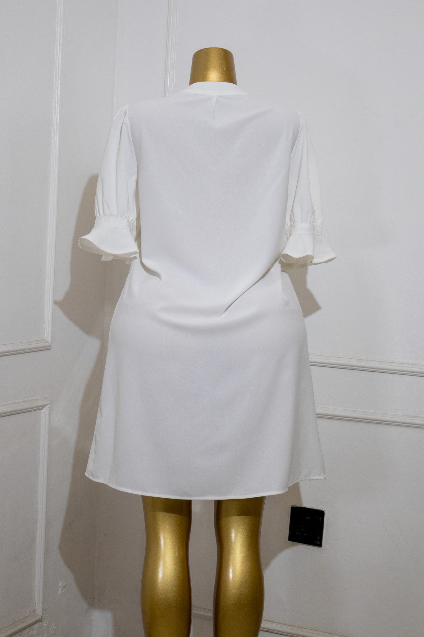White V-Neck Tunic Dress
