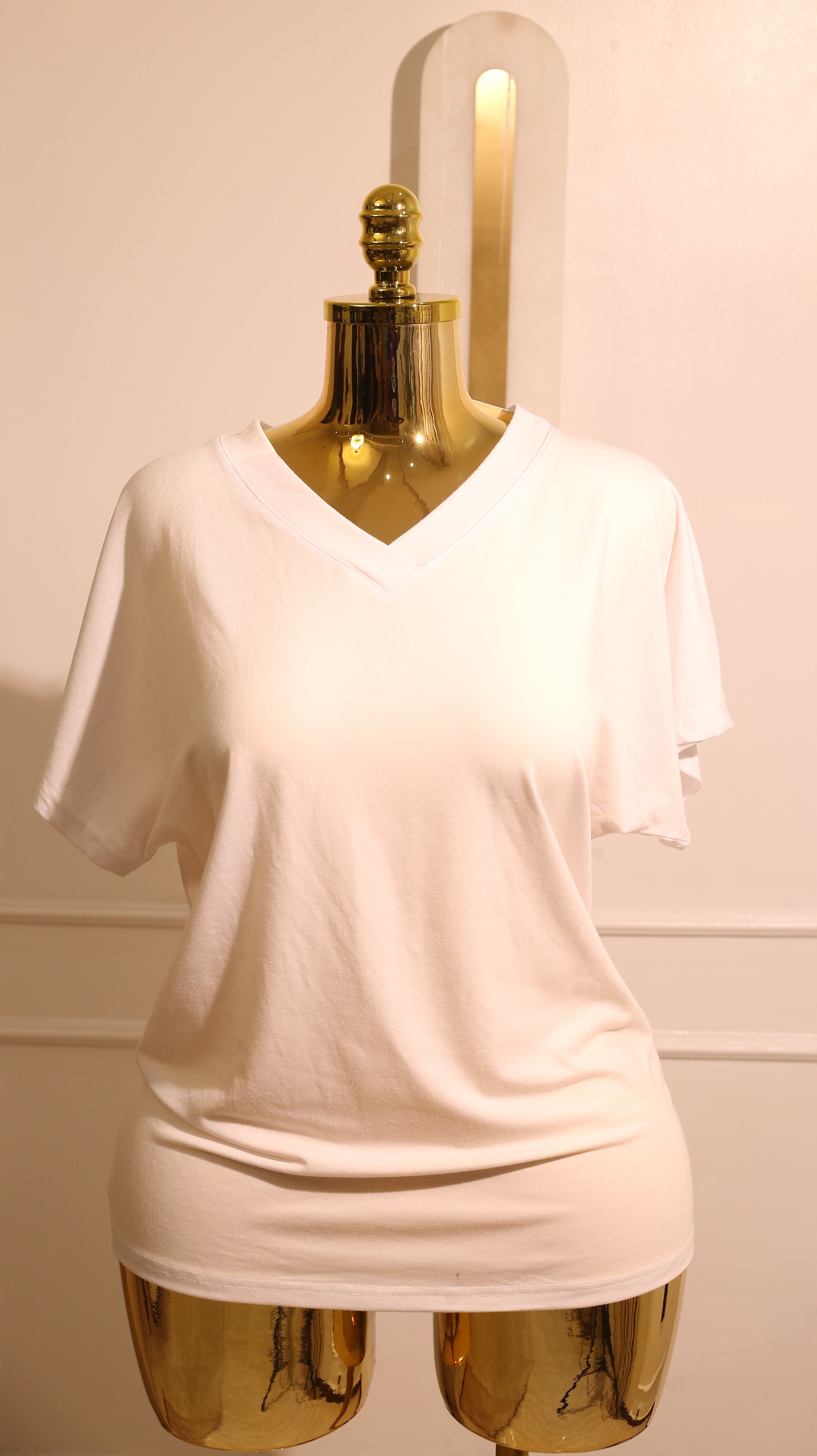 White V-Neck Short Sleeve Tee