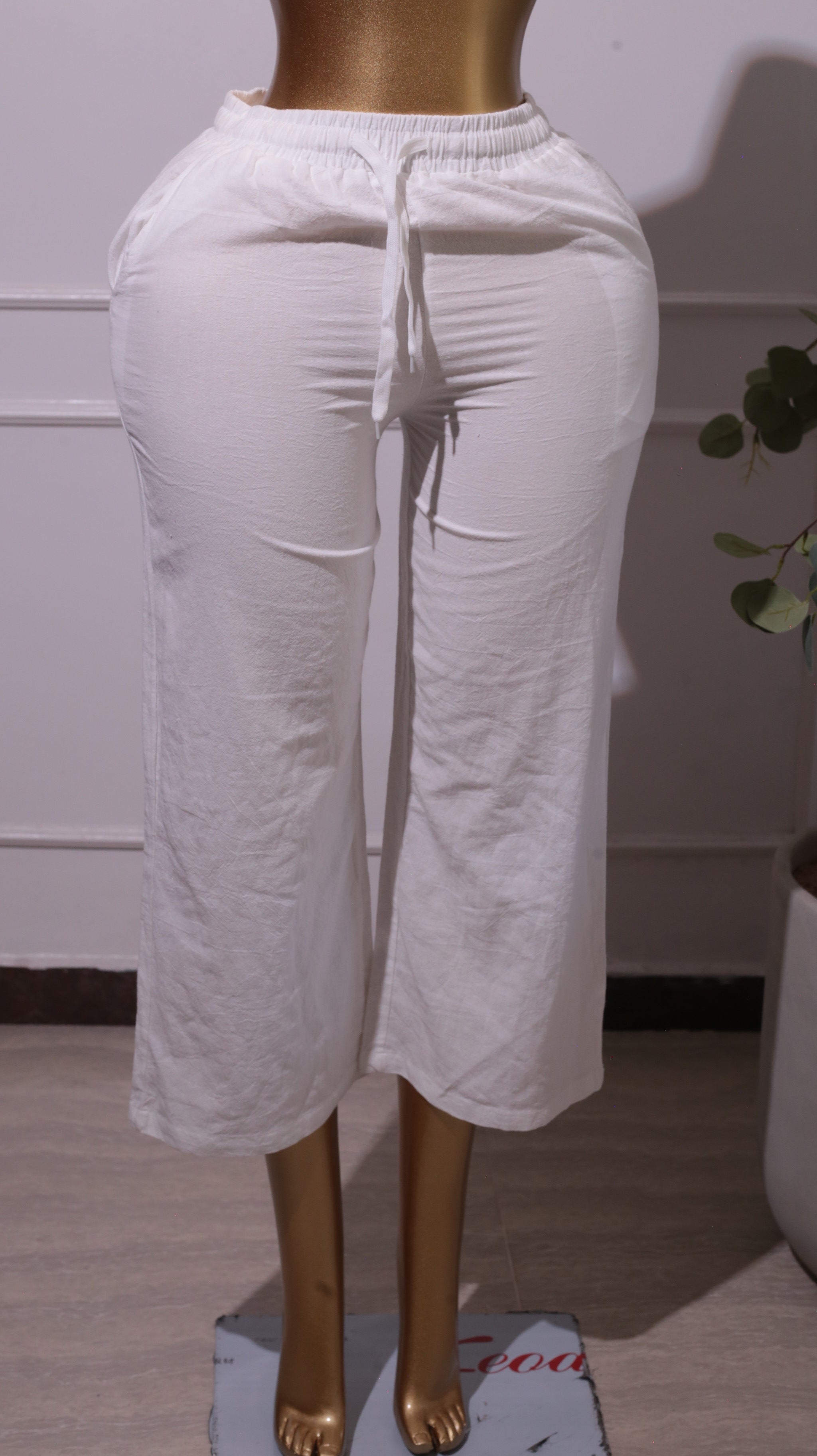 White Wide-Leg Palazzo Pants