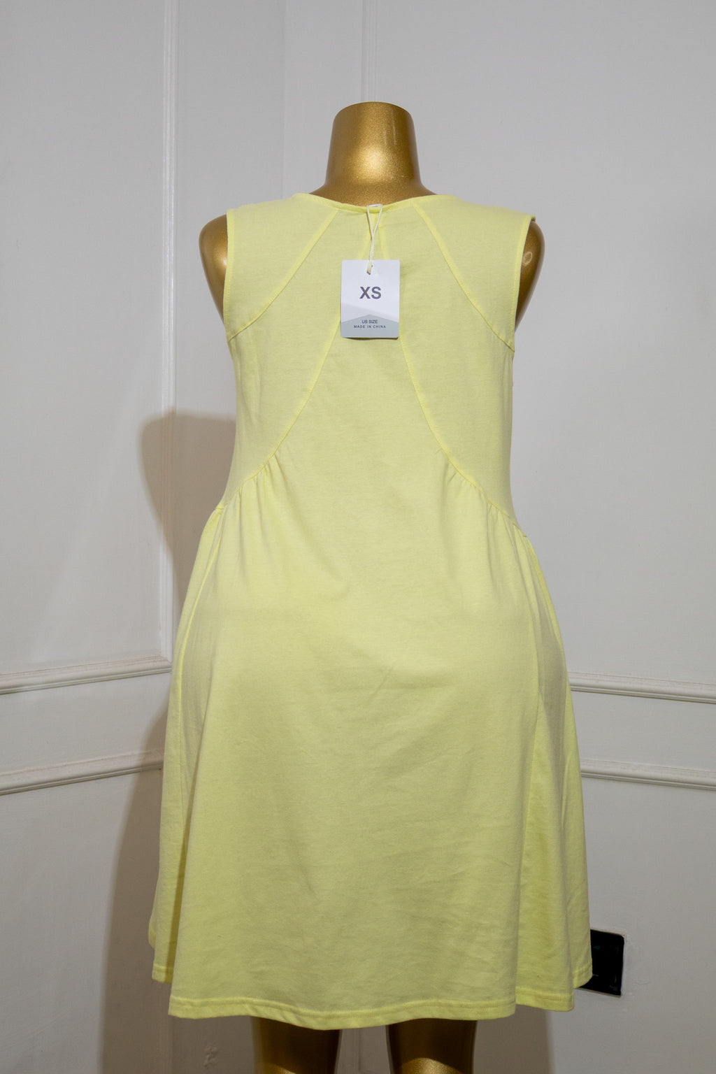 Yellow V-Neck Smock Dress